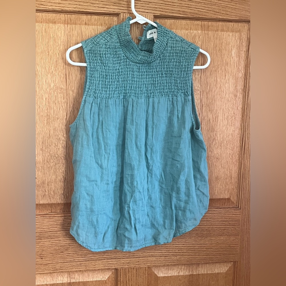 cloth & stone Teal Smocked Sleeveless Top